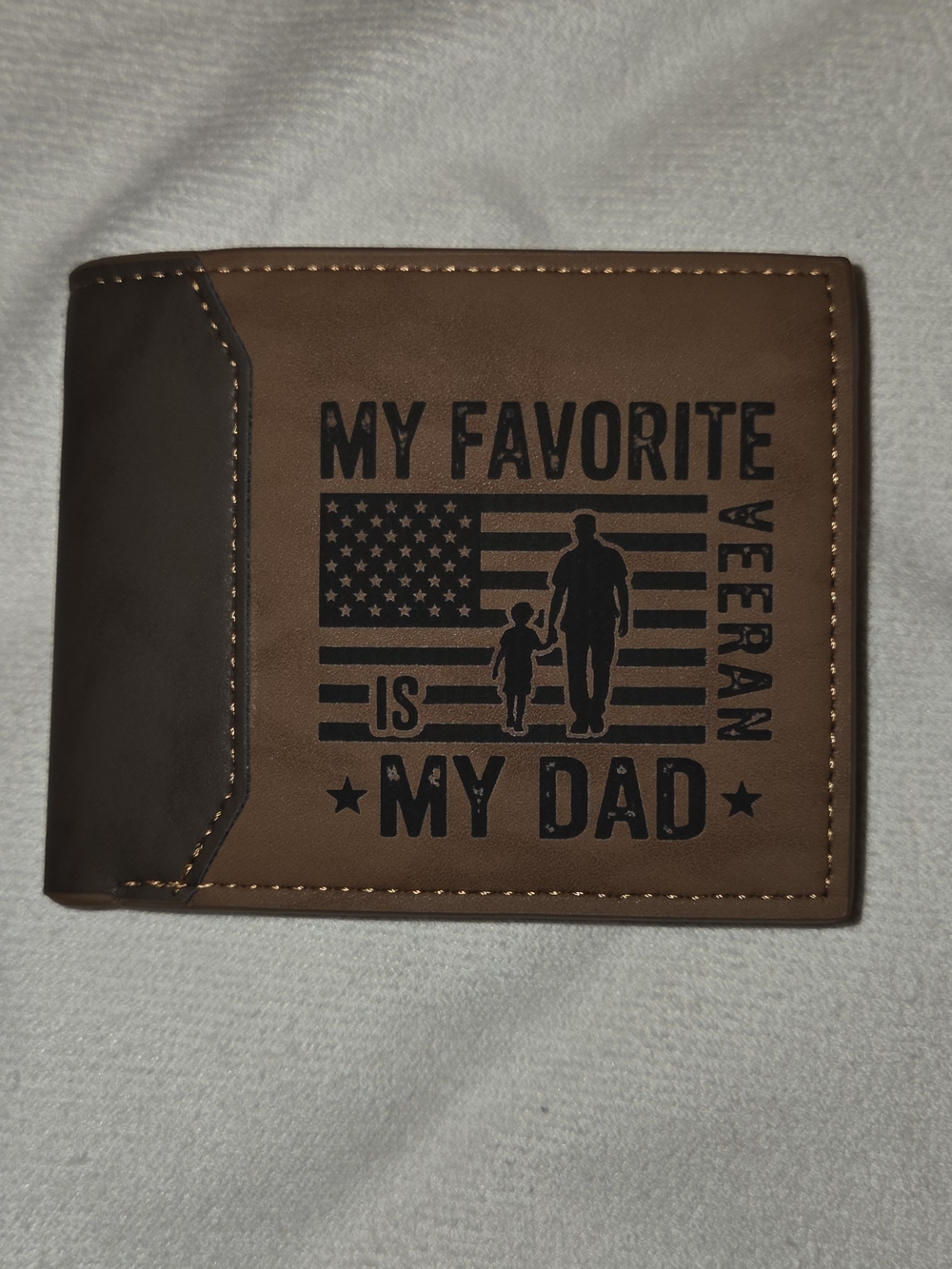 Brown "My Favorite Is My Dad" Veteran Bifold Wallet - Unbranded